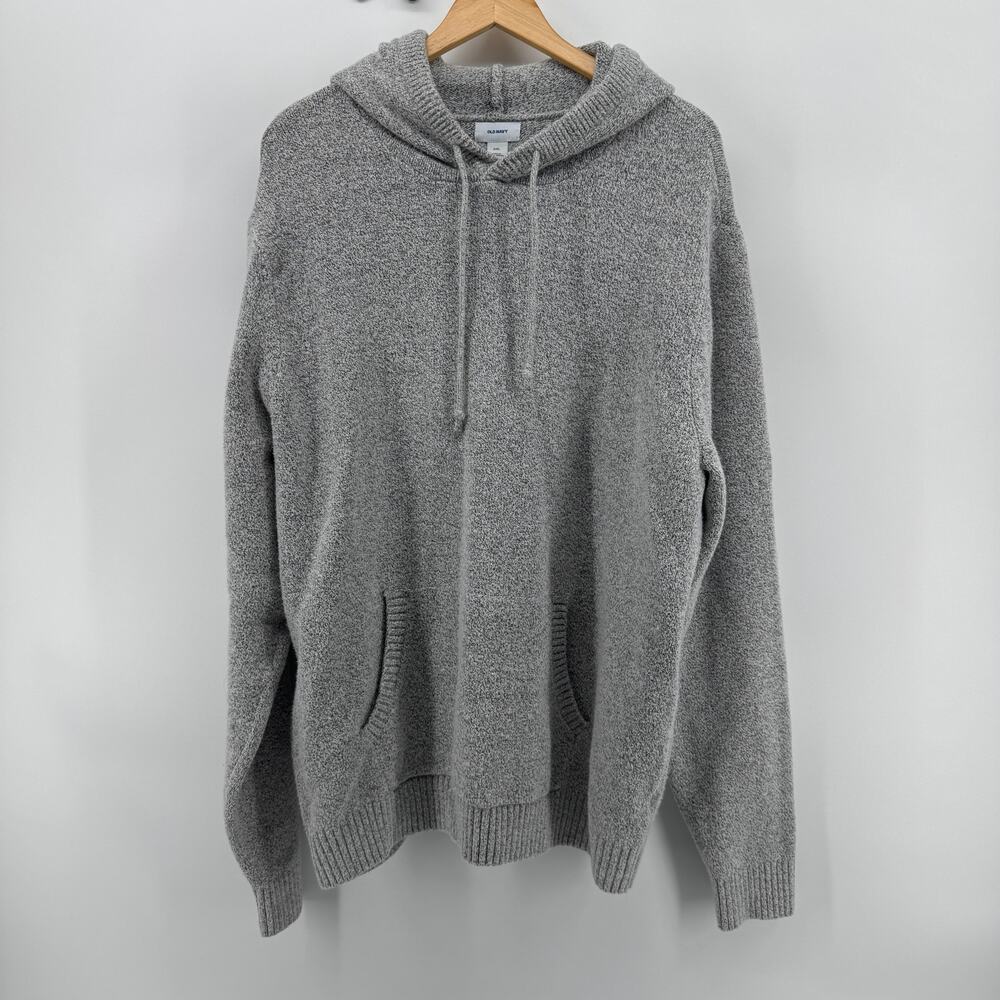 Old Navy Men’s XXL Pull-Over Hoodie Long Sleeve Grey Heather Cotton/Poly Knit